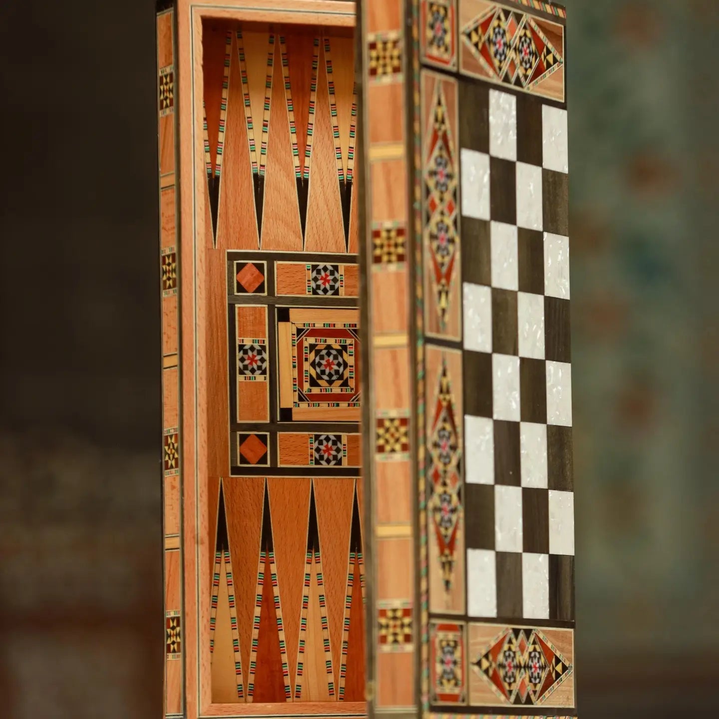 Handmade Wooden 2-in-1 Chess & Backgammon Set – Travel Size