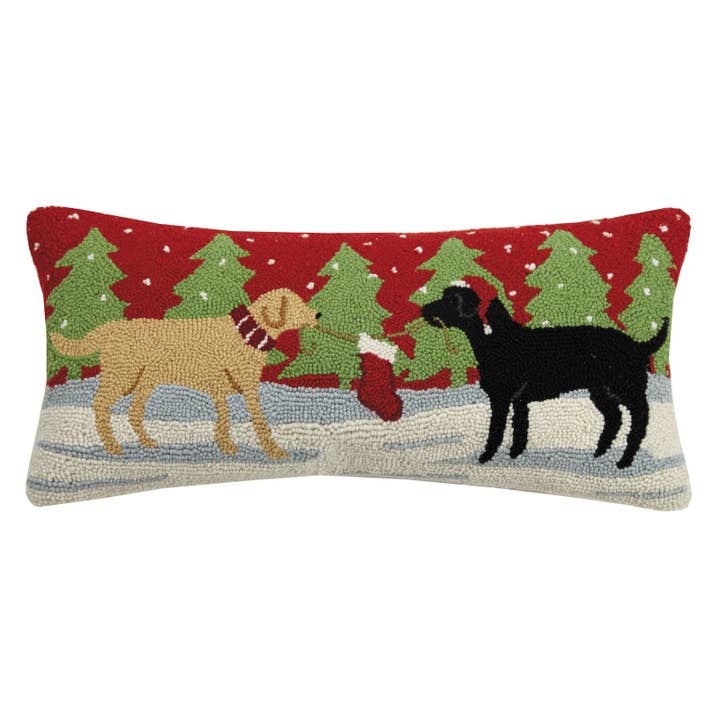 PLAYFUL XMAS DOGS Hook Pillow
