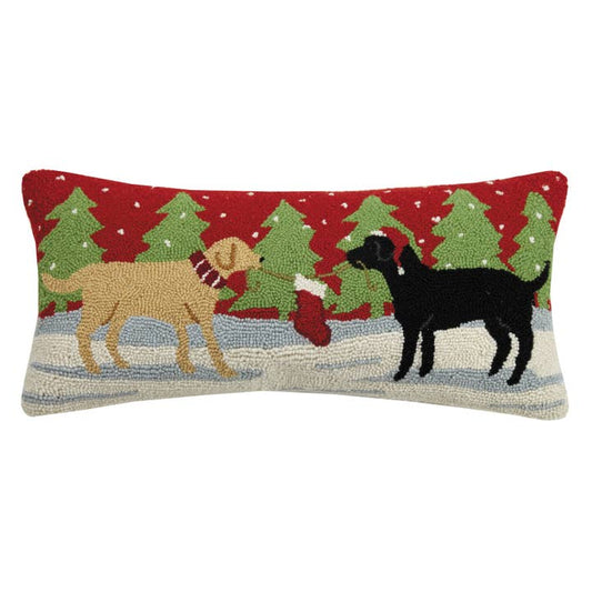PLAYFUL XMAS DOGS Hook Pillow