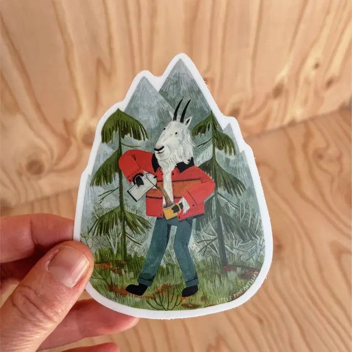 Mountain Goat Sticker - Drinking Coffee