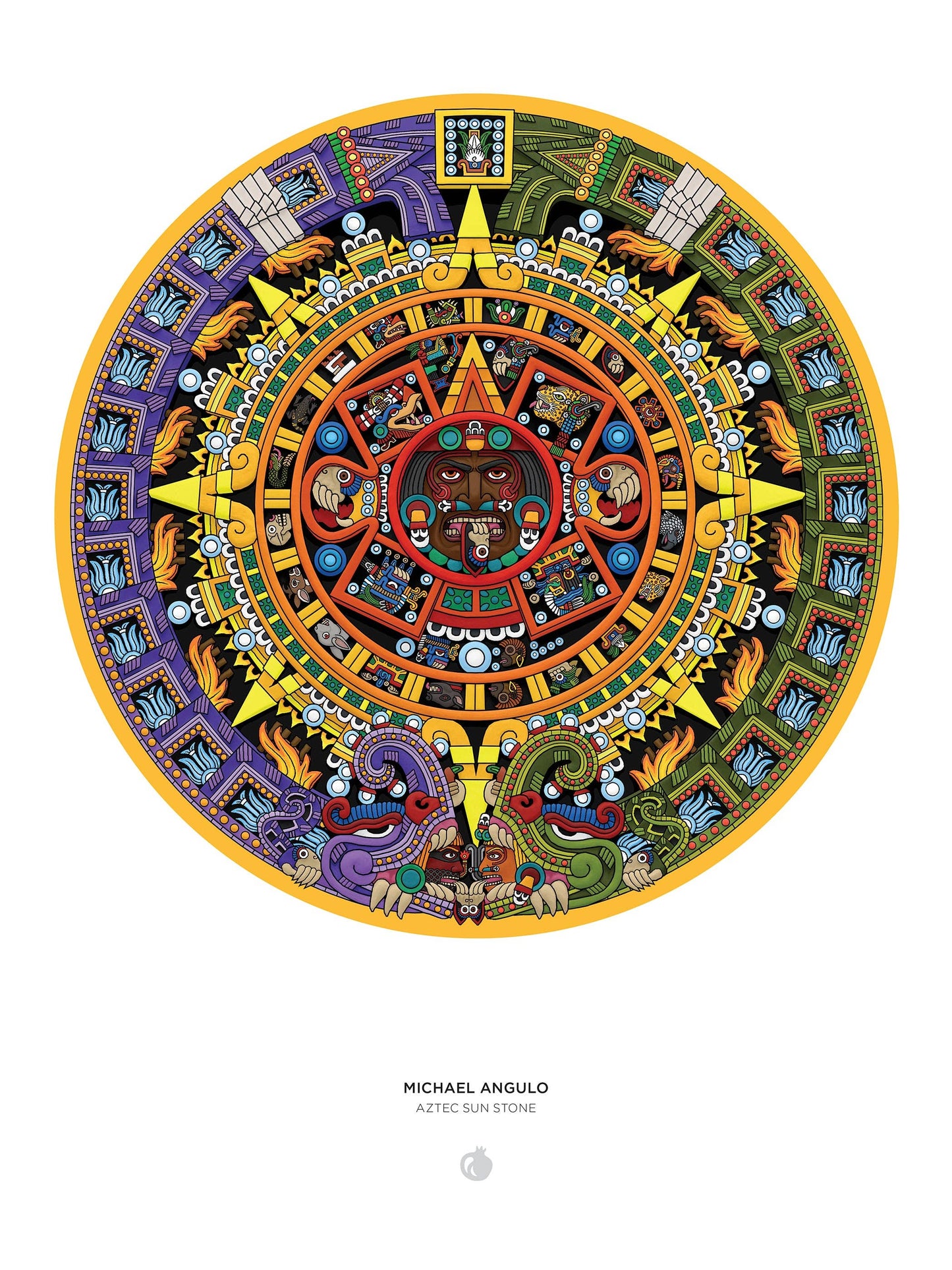 Michael Angulo: Aztec Sun Stone 1000-Piece Circular Jigsaw Puzzle