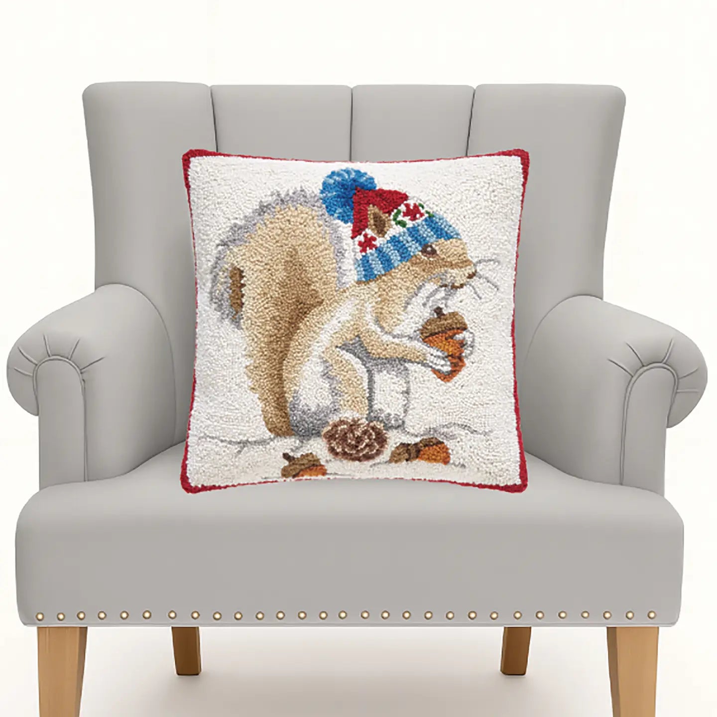 Winter Squirrel Hook Pillow - Mary Lake Thompson