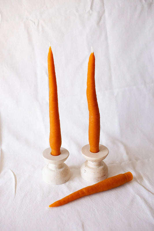 9" BEESWAX CARROT TAPER CANDLES- Set/2