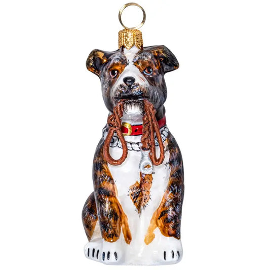 American Staffordshire w/leash Ornament