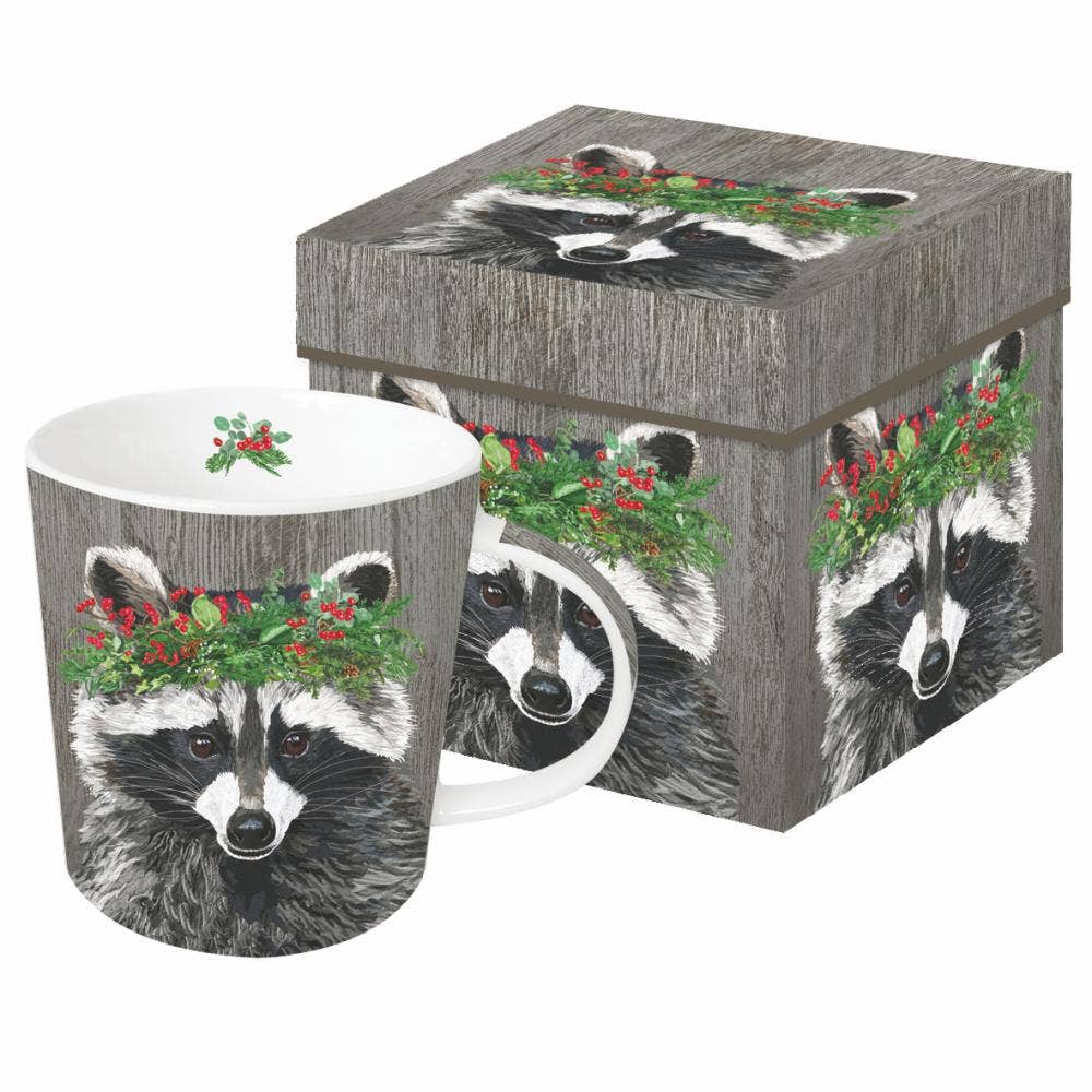 Mug in Gift Box - Winter Berry Racoon
