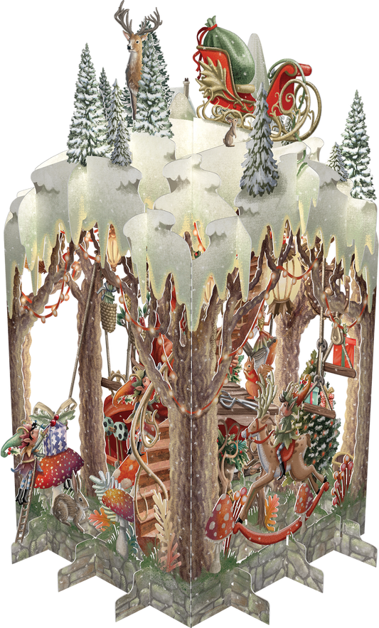 3D POPUP GREETING CARD SANTA'S WORKSHOP PAPER D'ART