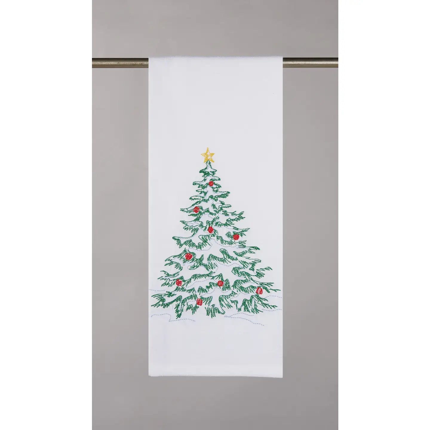Snowy Tree Embroidered Kitchen Towel