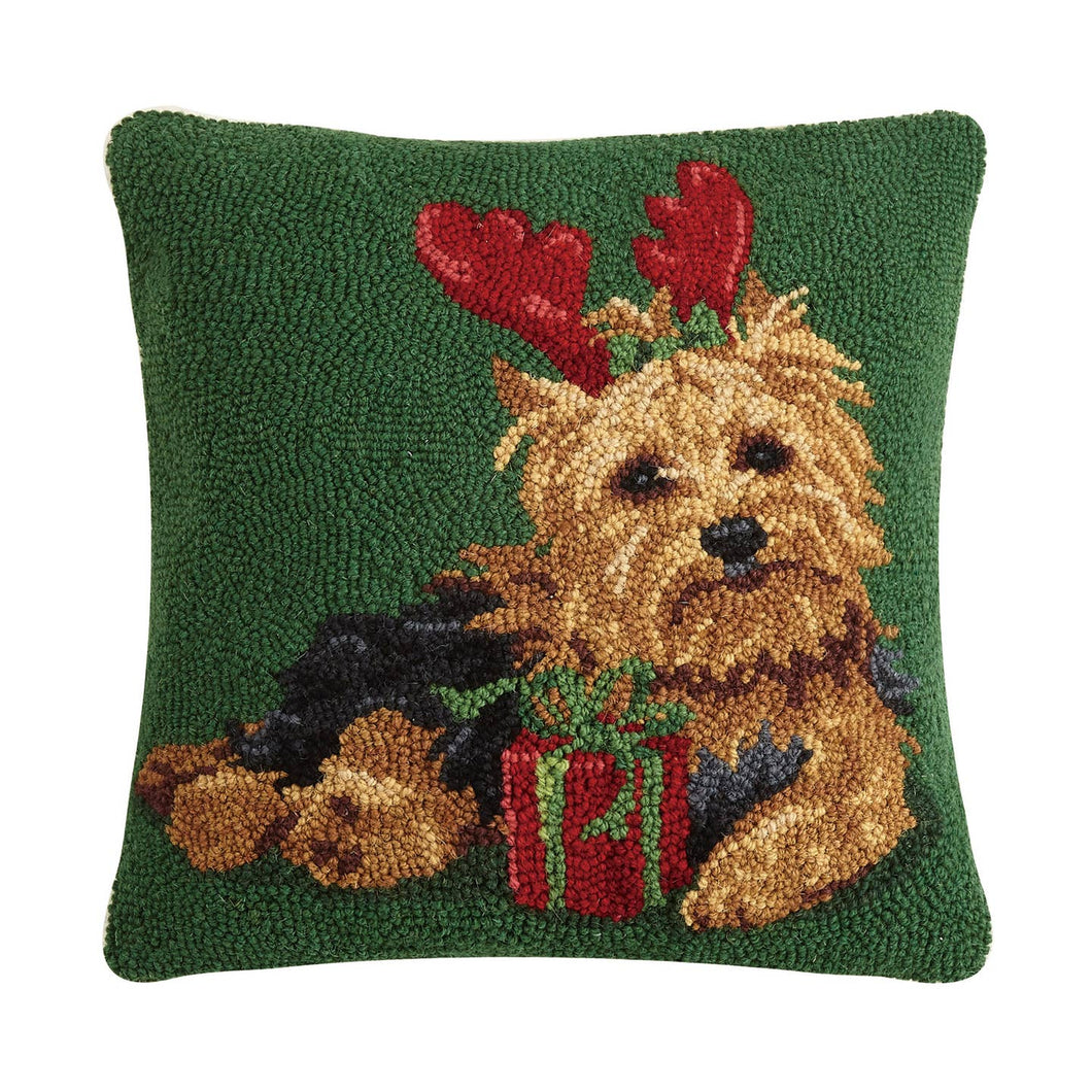 Christmas Yorkshire Terrier Dog Hook Pillow