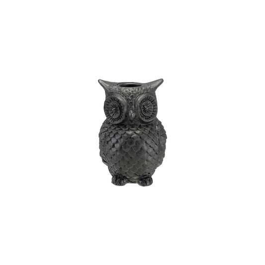Owl Shaped Taper Holder, Black