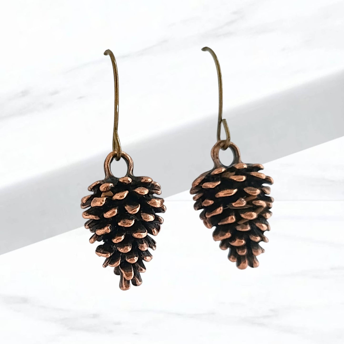 Bronze Pine Cone Earrings, Nature Earrings