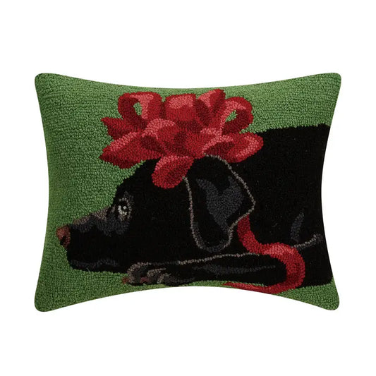 Black Lab Bow Hook Pillow