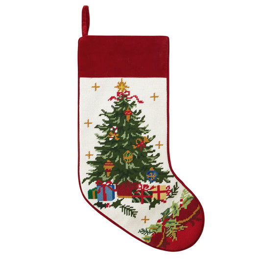 Tree W/Presents Embroidered Stocking