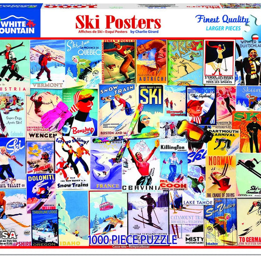 24x30" Ski Posters - 1000 Piece Jigsaw Puzzle