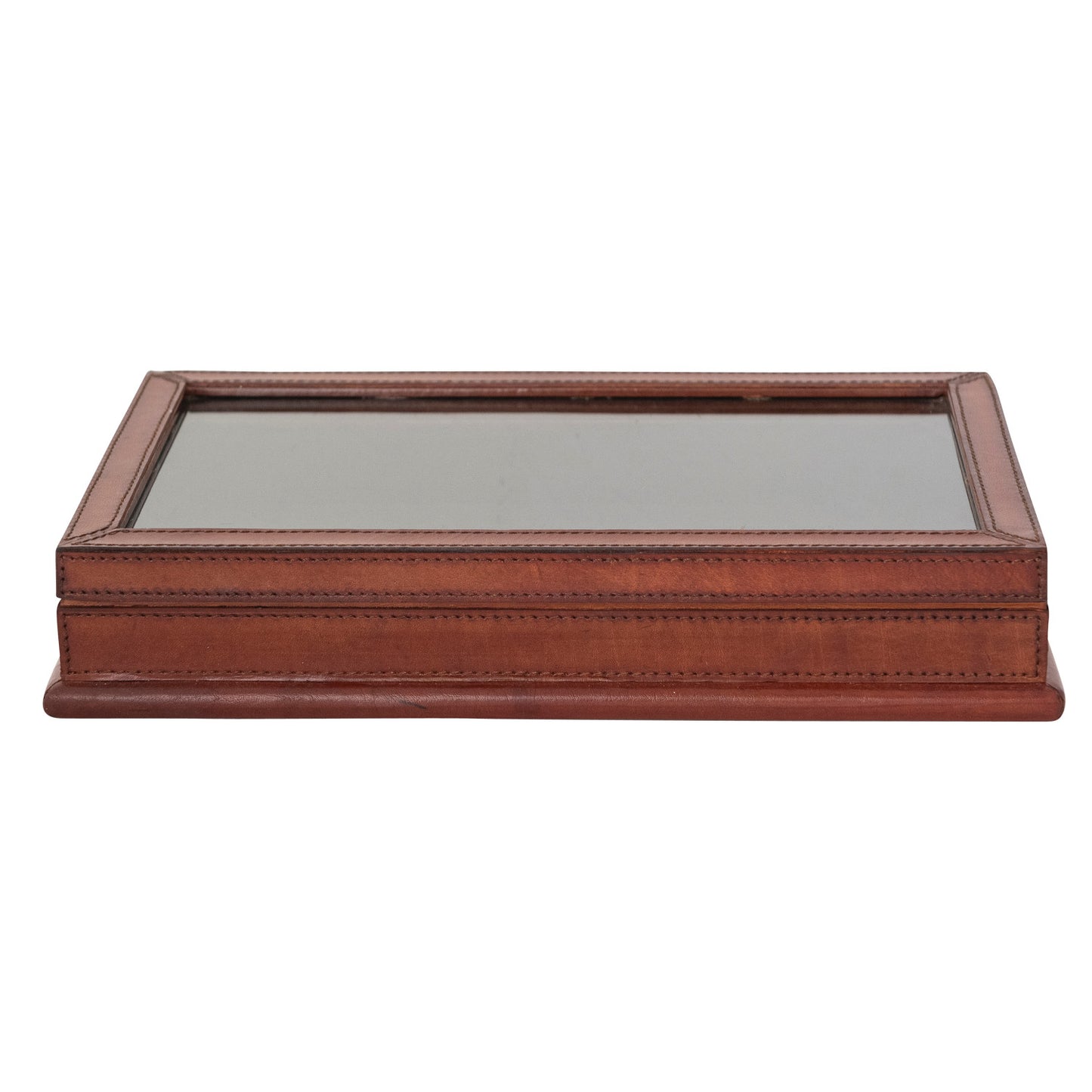 Leather Box w- Glass Lid