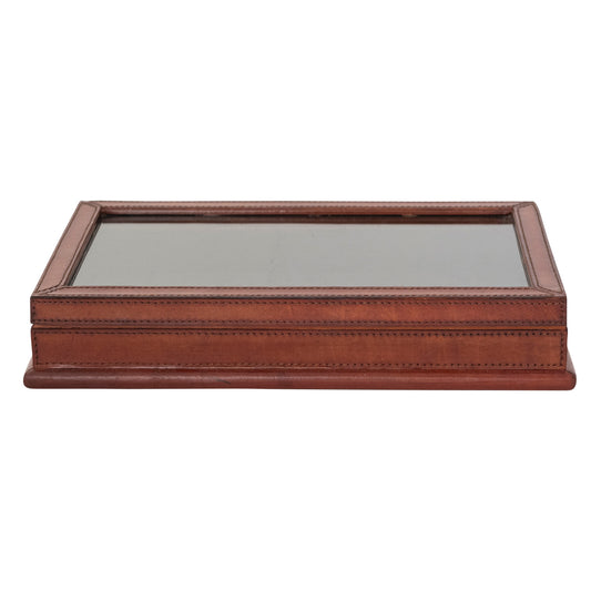 Leather Box w- Glass Lid