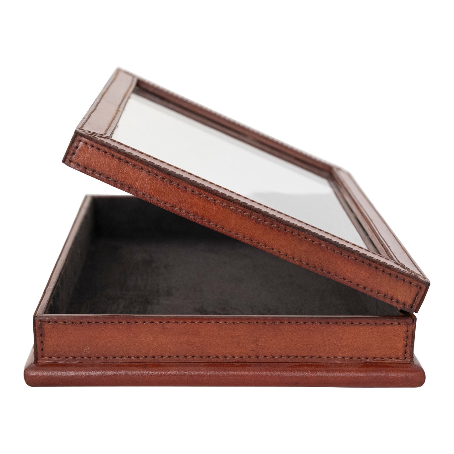 Leather Box w- Glass Lid