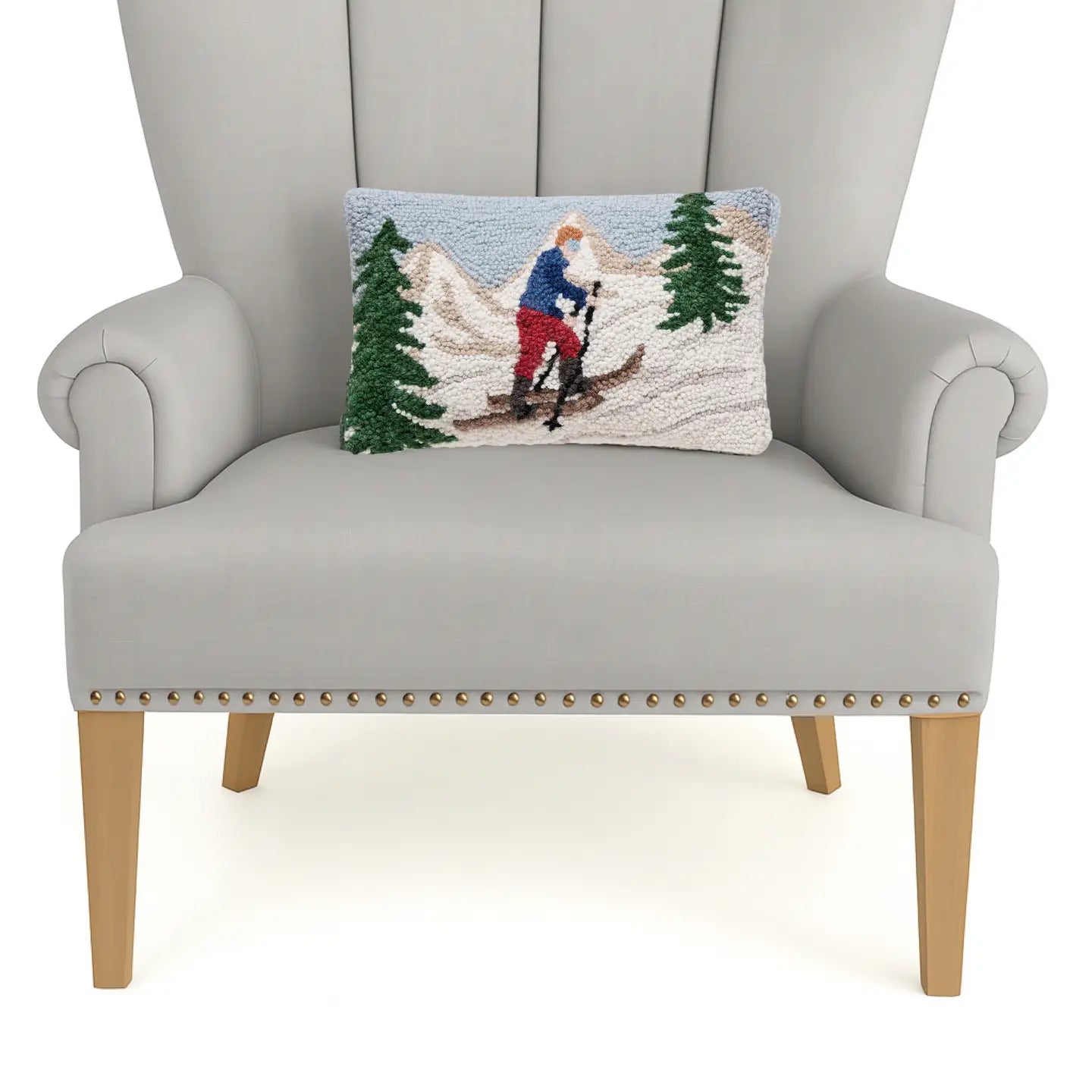 Uphill Skier Hook Pillow