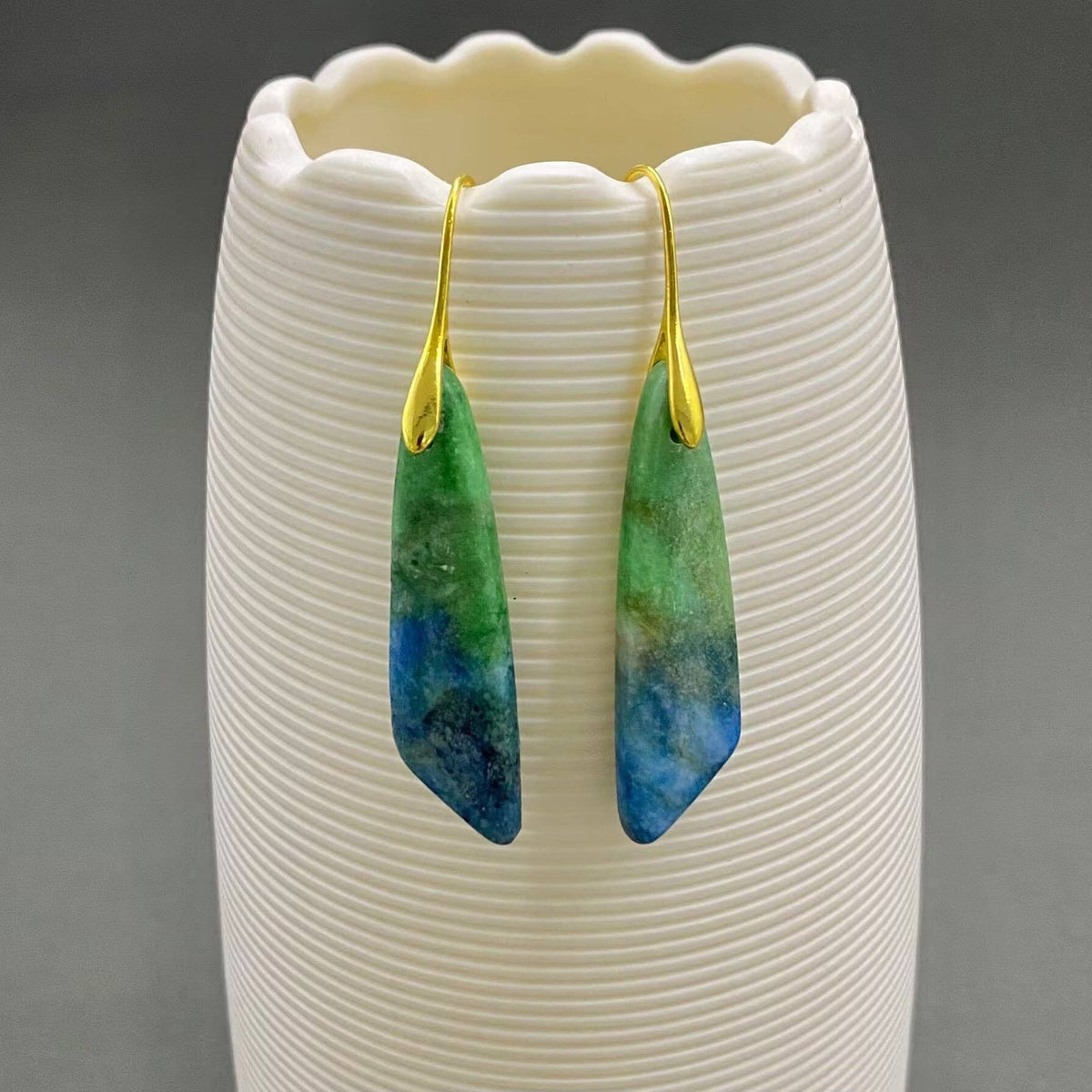Colorful Gradient Emperor Stone Dangle Earrings