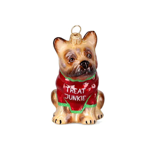 French Bulldog in Treat Junkie T Shirt Ornament