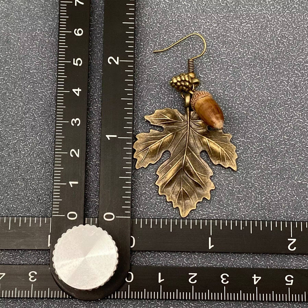 Acorn & Metal Maple Leaves Charm DangleEarrings