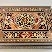 Load image into Gallery viewer, Small Jewelry Box w/ Red Velvet interior- Marquetry Inlaid
