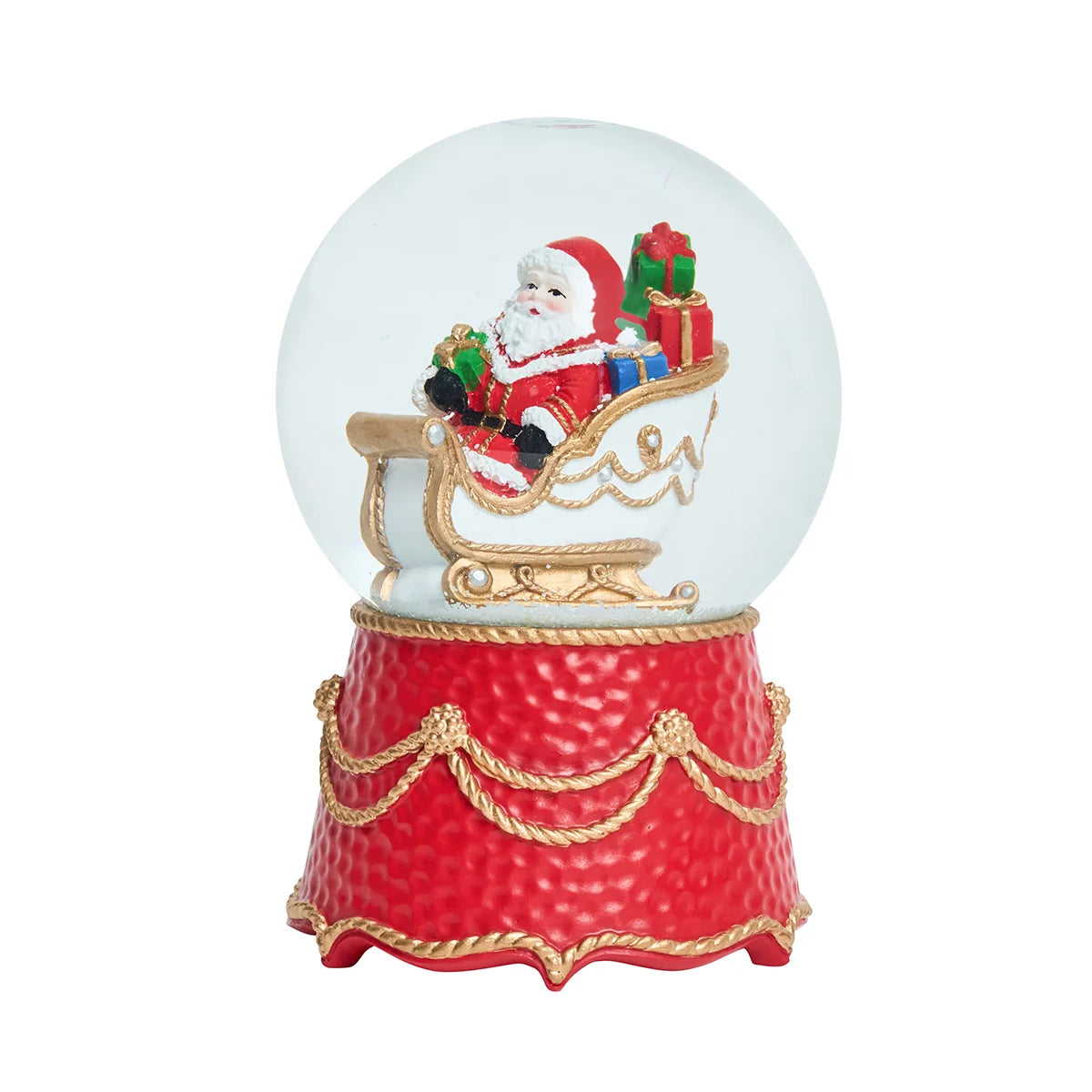 Berry & Thread  North Pole Santa in Sleigh Snow Globe