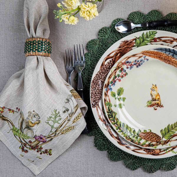 22" Forest Walk Linen Napkins w- Animals
