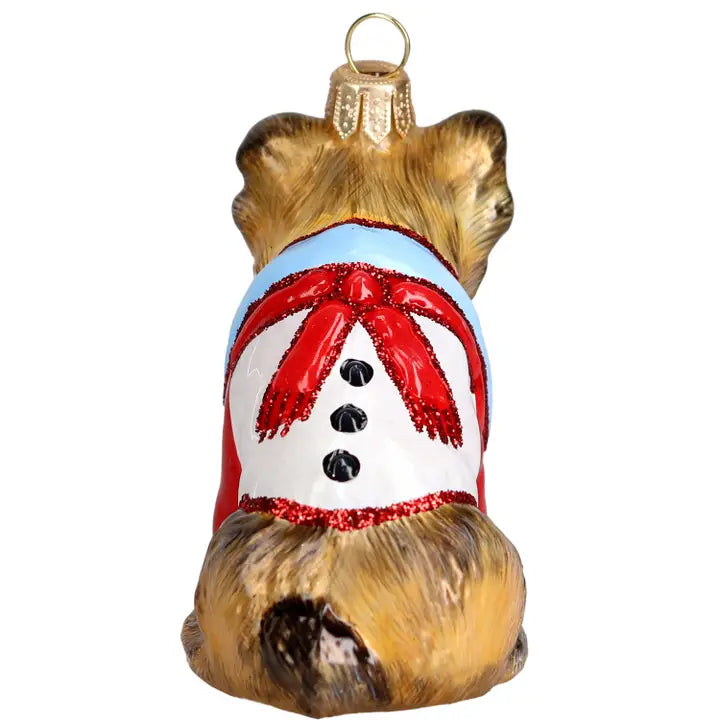 Yorkshire Terrier in Snowman Pajamas Ornament