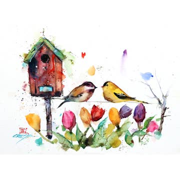 Springtime Birdhouse 5x7 Greeting Card