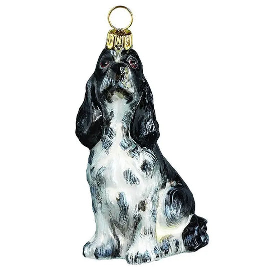 Springer Spaniel Sitting Black & White Ornament