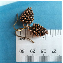 Load image into Gallery viewer, Bronze Pine Cone Earrings, Nature Earrings
