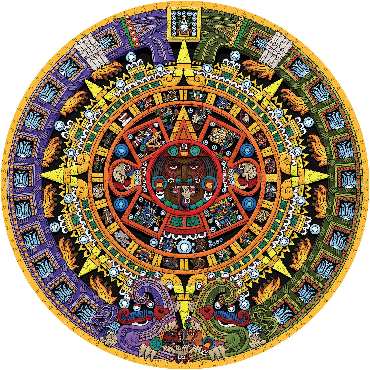 Michael Angulo: Aztec Sun Stone 1000-Piece Circular Jigsaw Puzzle