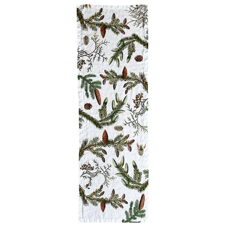 Pine Trees - Linen Table Runner - Made In Europe