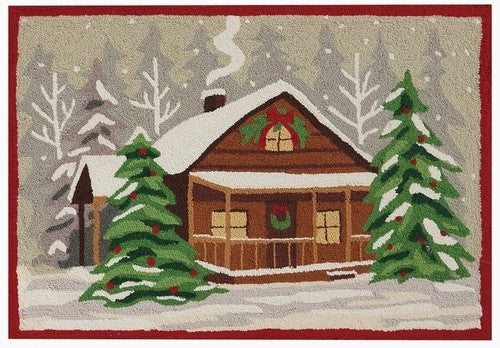 27" x 40" Holiday Cabin in the Woods Throw Rug