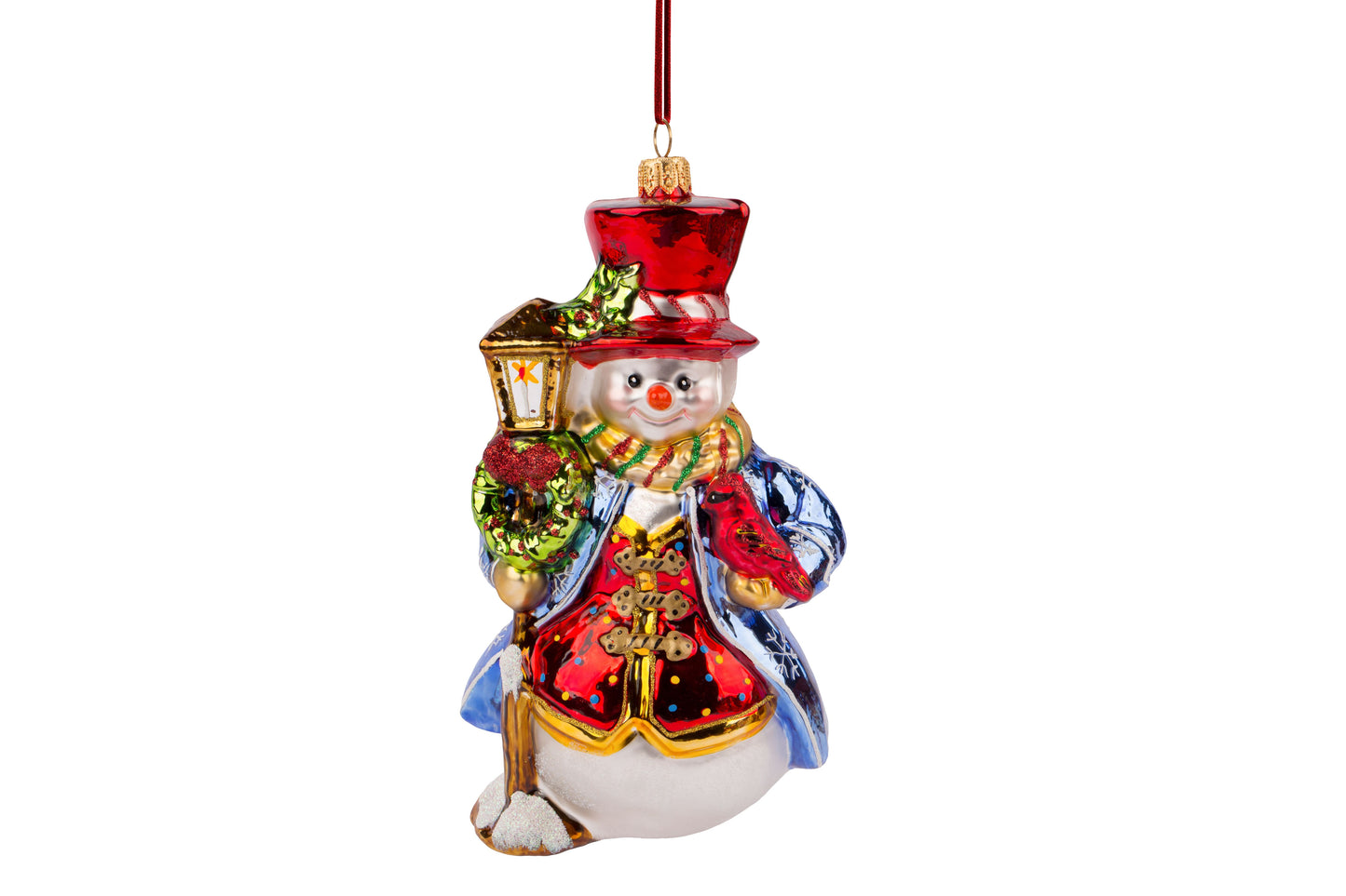 Stylish Snowman By Lamp Post Ornament