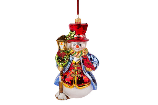 Stylish Snowman By Lamp Post Ornament