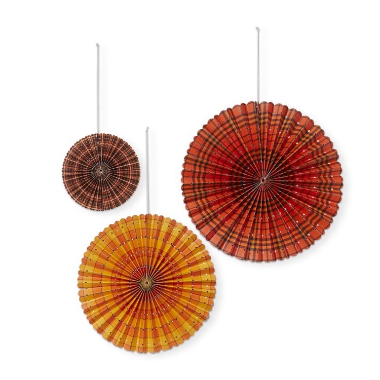 Autumn Plaid Paper Fan Decor