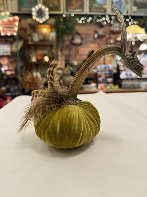 4" Velvet Pumpkin with Plume
