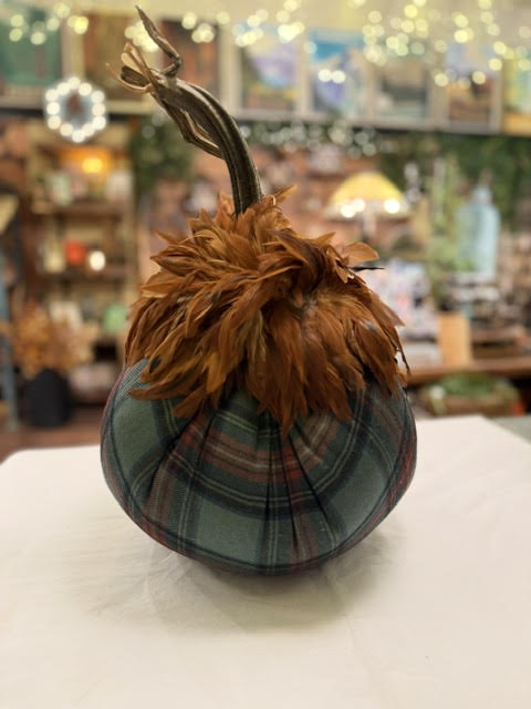 Junior Jumbo Wool Pumpkin with Feather Collar