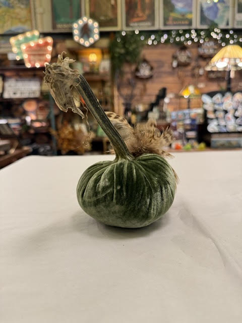4" Velvet Pumpkin with Plume