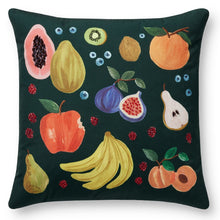 Load image into Gallery viewer, 22"x22" Green Cotton Fruitstand Pillow

