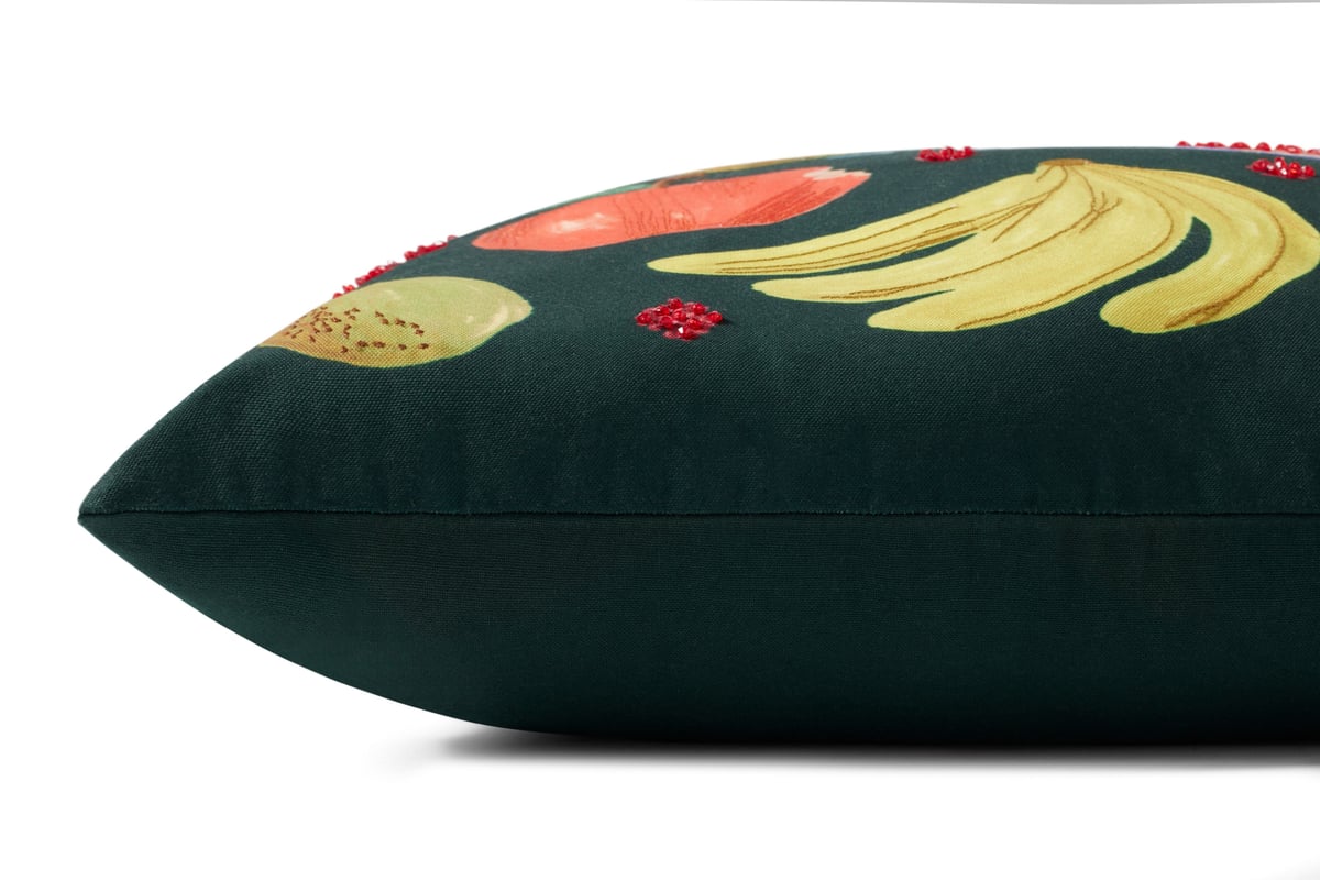 22"x22" Green Cotton Fruitstand Pillow
