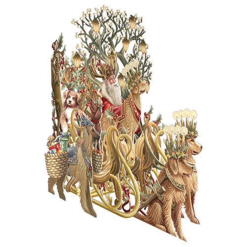 3D DOG SLEIGH PAPER D'ART