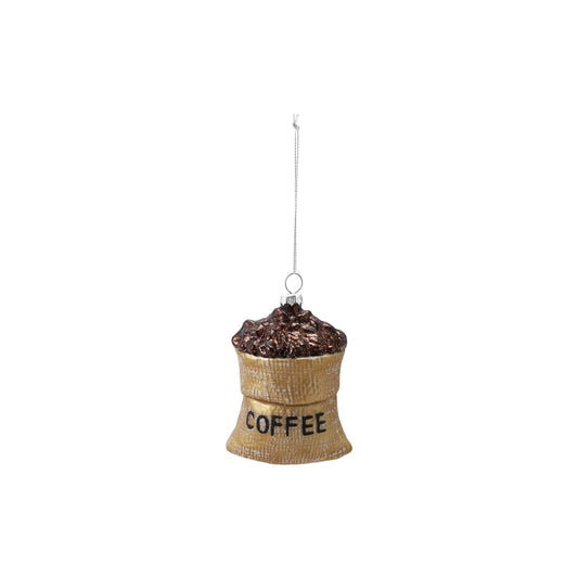 4"H Glass Brown Coffee Bag Ornament