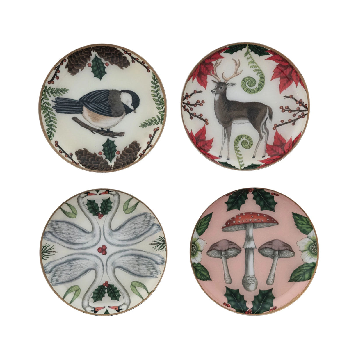 4" Enamed Metal Tray w- Seasonal Botanicals