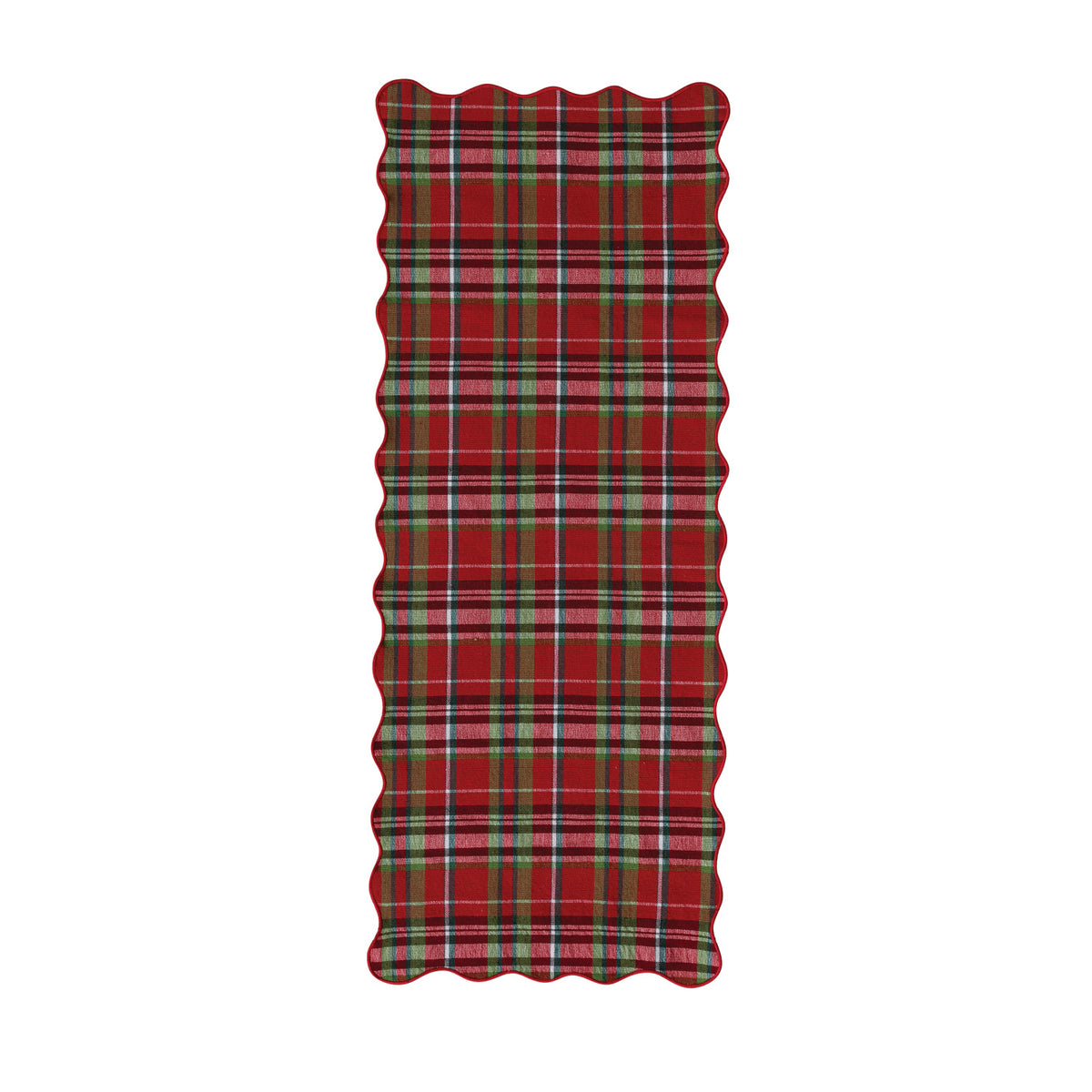 Cotton Scalloped Table Runner with Stitched Edge