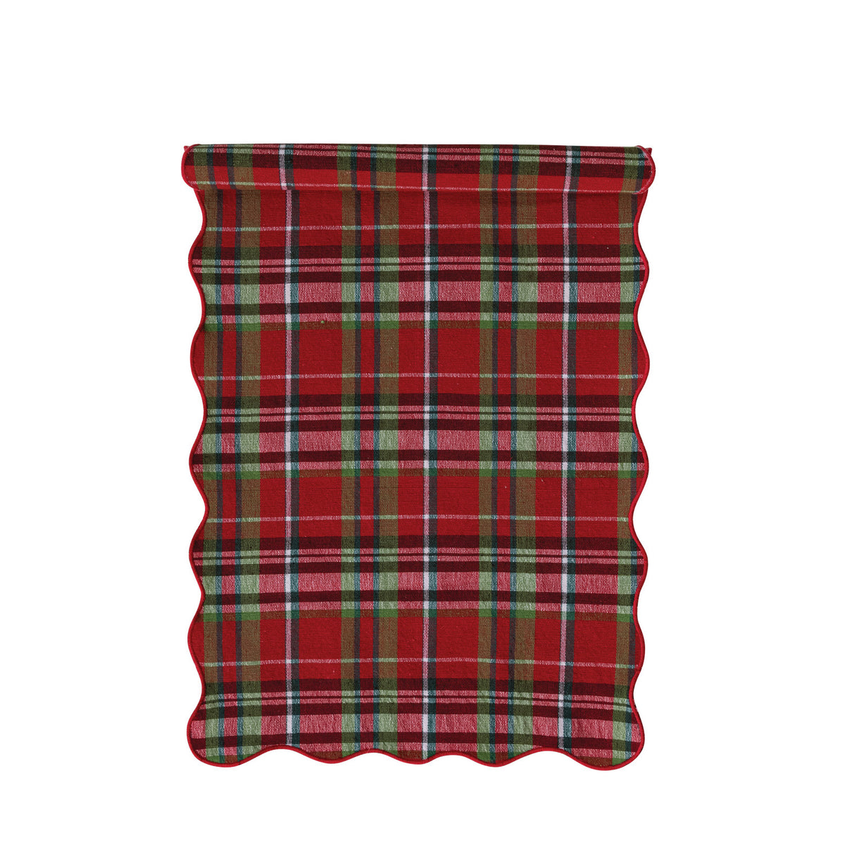 Cotton Scalloped Table Runner with Stitched Edge