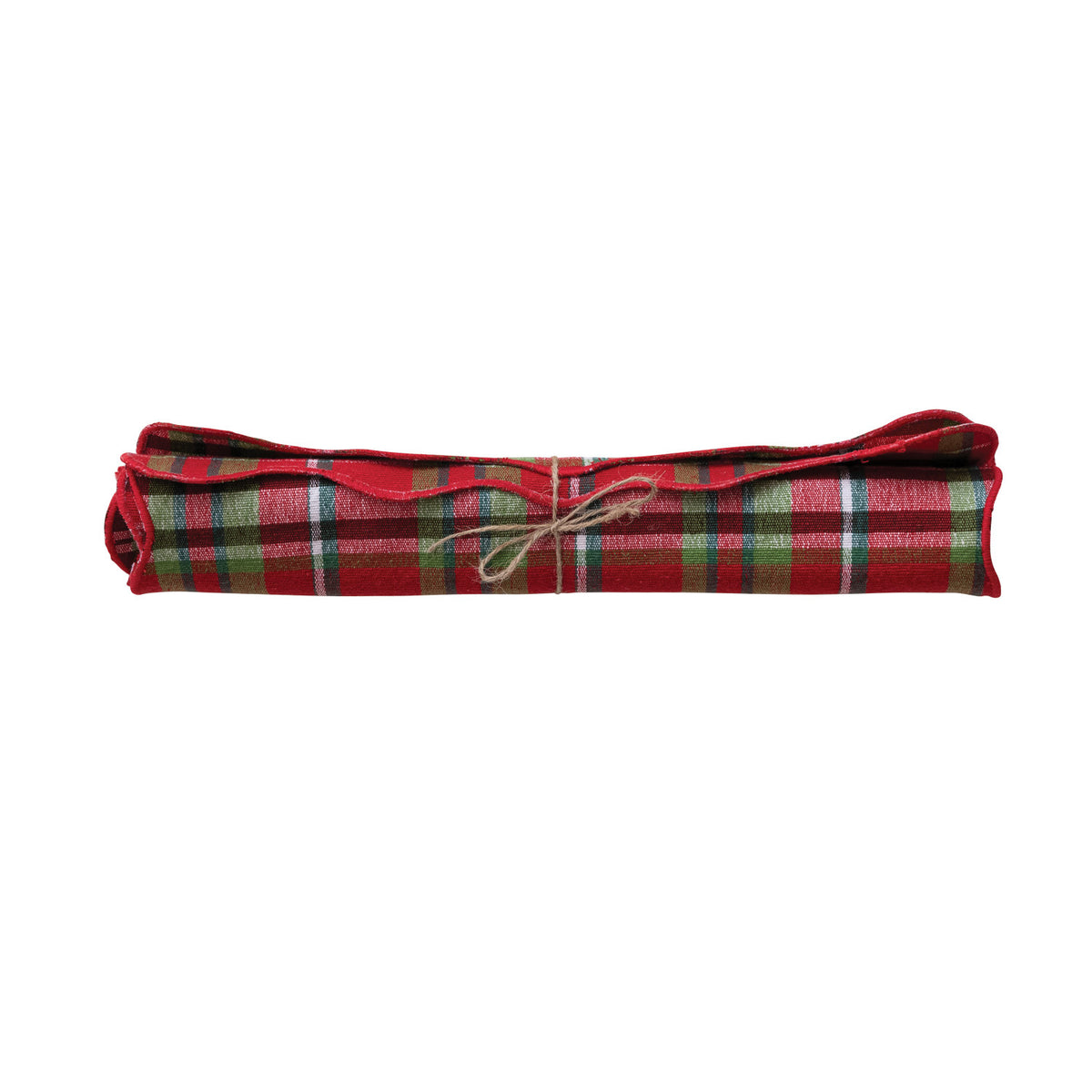 Cotton Scalloped Table Runner with Stitched Edge