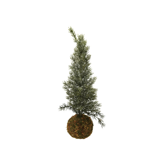 Faux Fir Tree with Moss Ball Base, Frost Finish