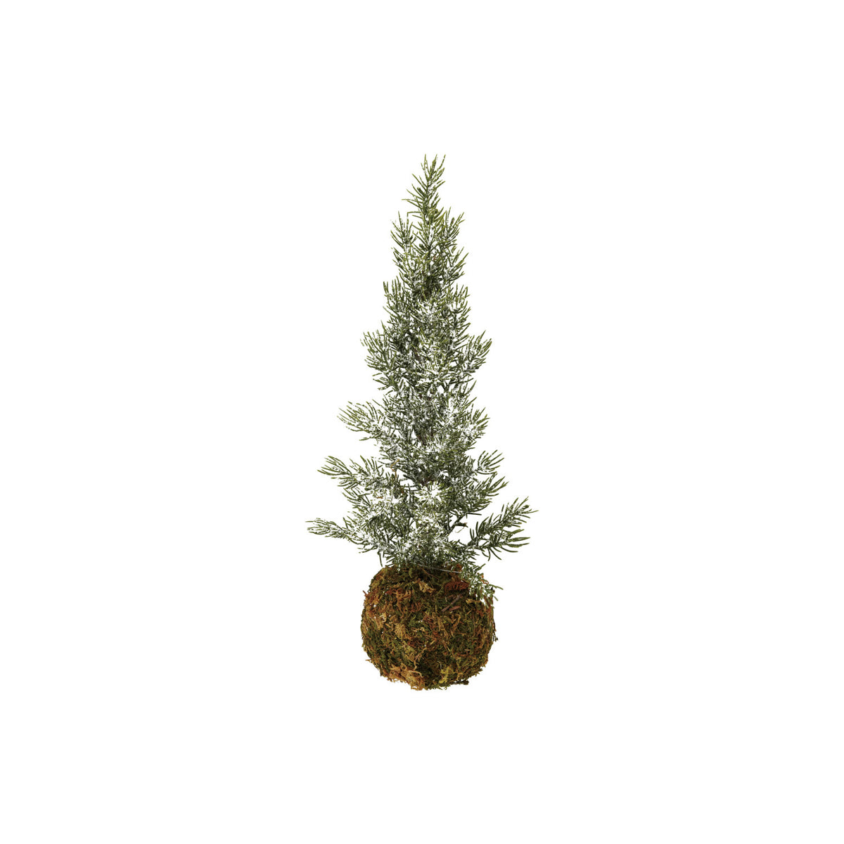 Faux Fir Tree with Moss Ball Base, Frost Finish